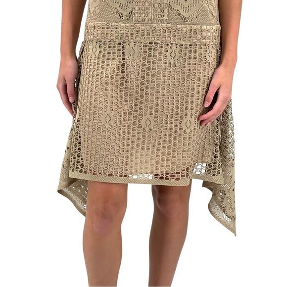 NEW Anna Sui Dress Drop Waist Sleeveless Crochet/Lace Handkerchief Hem | Size 2 - Picture 3 of 14